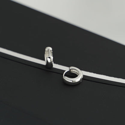 Sterling Silver 3mm Band Huggie Sleeper Hoop Earrings 6mm 8mm 10mm Unisex