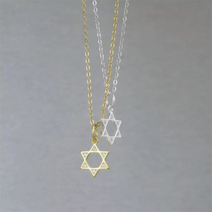 Gold and silver Star of David pendants with matching chain links