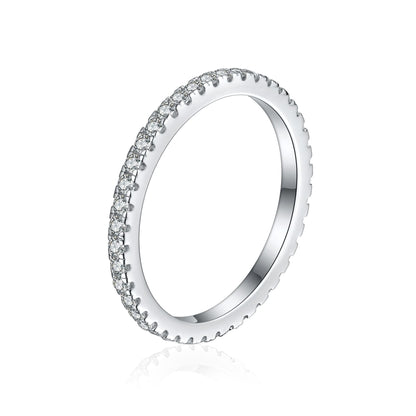 Sterling Silver Full Eternity 2mm Paved CZ Crystal Stacking Band Ring I - U