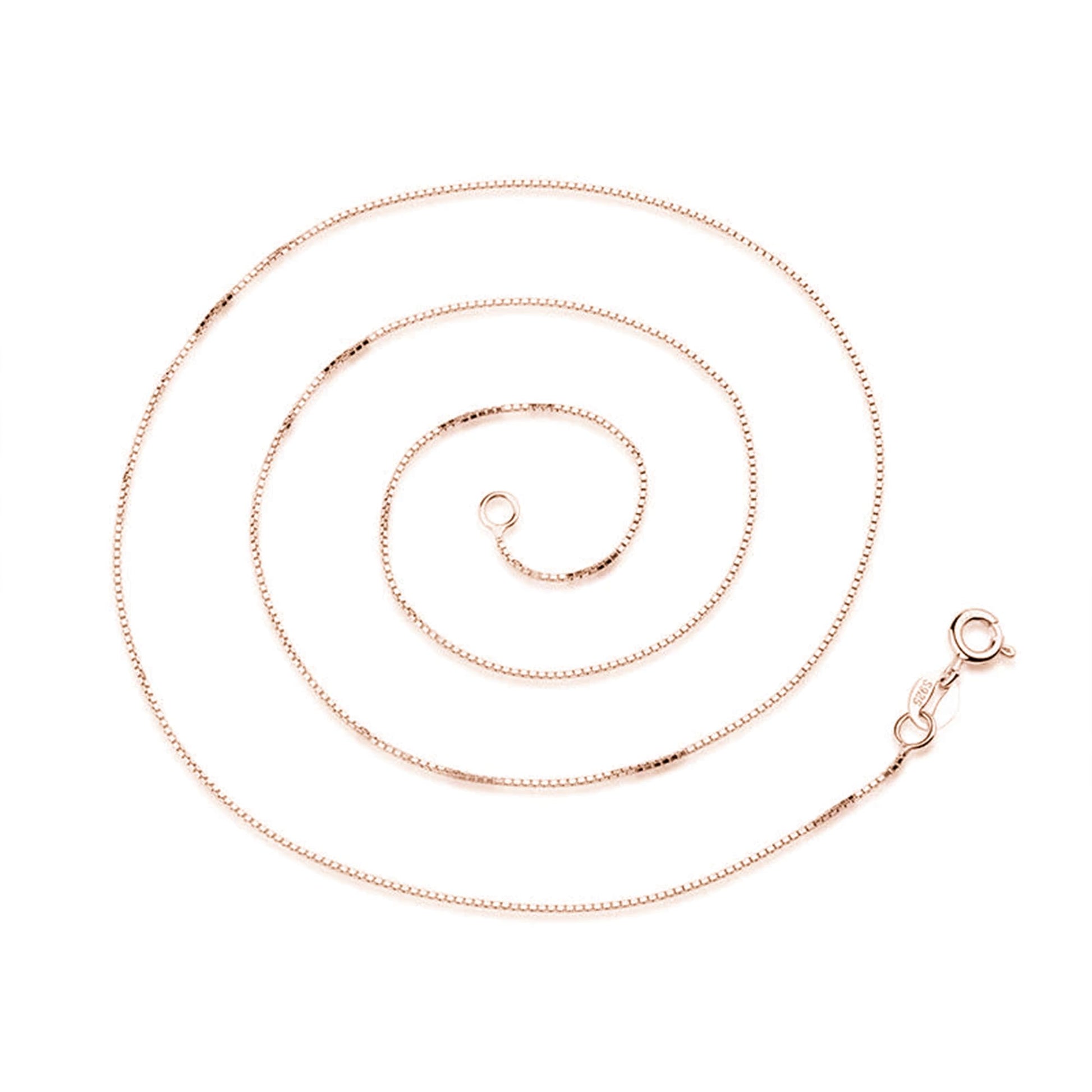 Minimalist Box Chain in Rose Gold tone, full length necklace