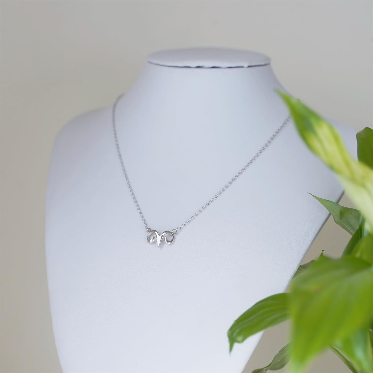 Rhodium on Sterling Silver Shiny Constellation Zodiac Aries Sheep Charm Necklace 44.5cm 17.5''