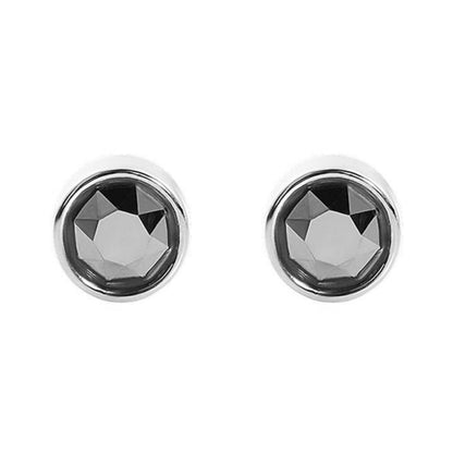 Sterling Silver CZ Solitaire Stud Earrings Round Bezel Set, Simulated Diamond, 3mm-8mm, Clear & Black, Unisex
