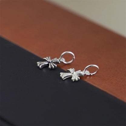 Sterling Silver Fleur De Lis Cross Charm Pendant 10*15mm 7*7mm 2 Tones Unisex