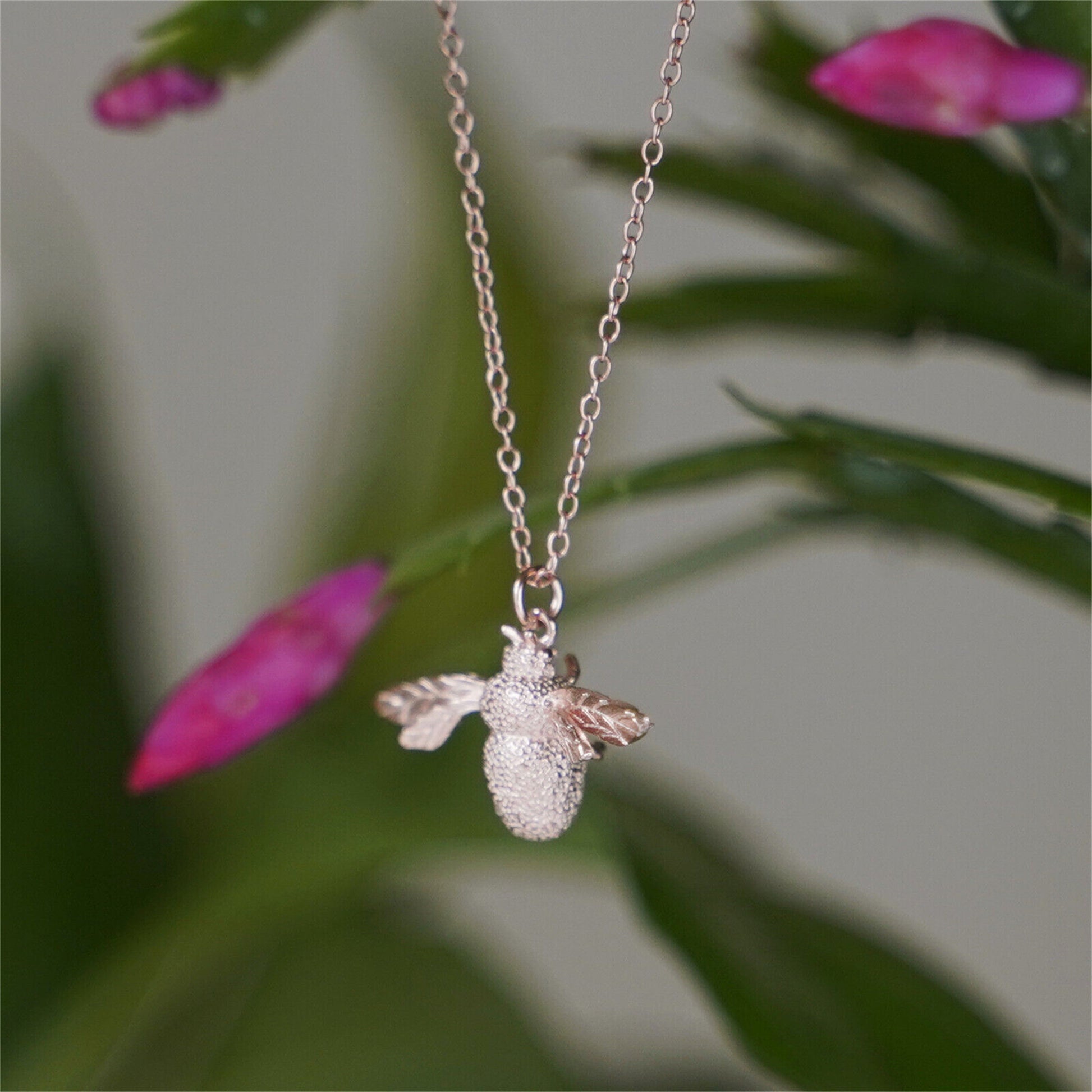 Bumble Bee Pendant Necklace in Sterling Siver , 24k Gold & Rose Gold - sugarkittenlondon