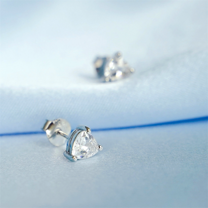 Sterling Silver 5mm Clear Cut Heart Shaped CZ Stud Earrings Jewellery - sugarkittenlondon