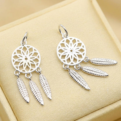 Sterling Silver Dream Catcher Circle Disc Angel Wing Feather Drop Charm Pendant