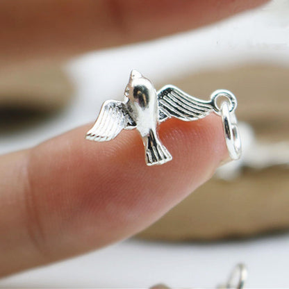 Sterling Silver Solid 3D Flying Bird Pendant Charm
