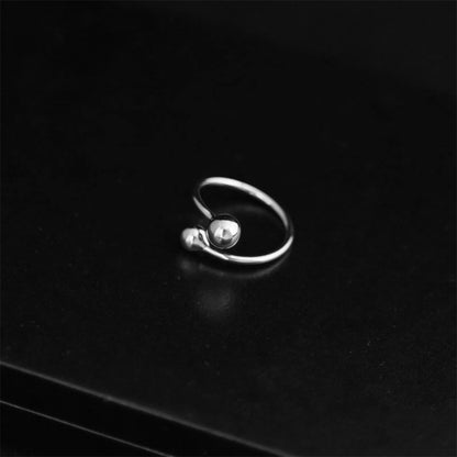 Sterling Silver Twist Beads 5mm & 6mm Double Ball Wrap Ring Sizable L - P