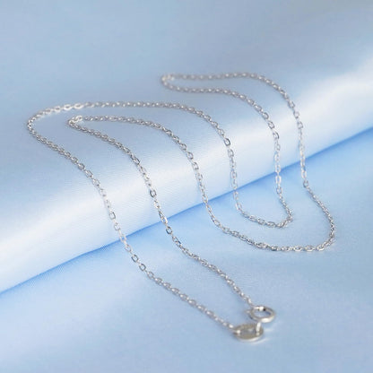 Rhodium curb chain necklace with interlinked oval links and small end loop