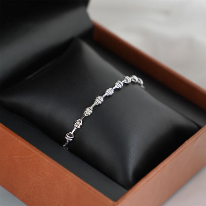 Oval rope curb bracelet, silver-tone oval link connectors along the chain