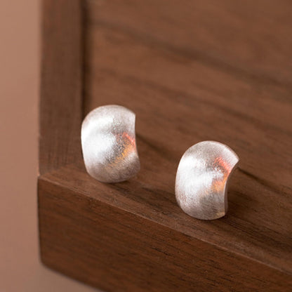 Brushed half-hoop drop earrings, silver curved ends with post back