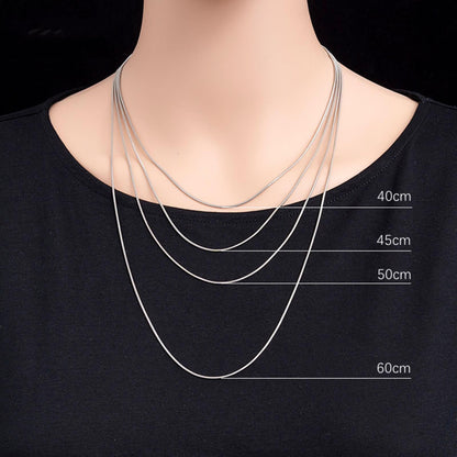 Sleek Rhodium Snake Chain, 0.7 mm und 1 mm Breite, Längen 40–60 cm (zu sehen)