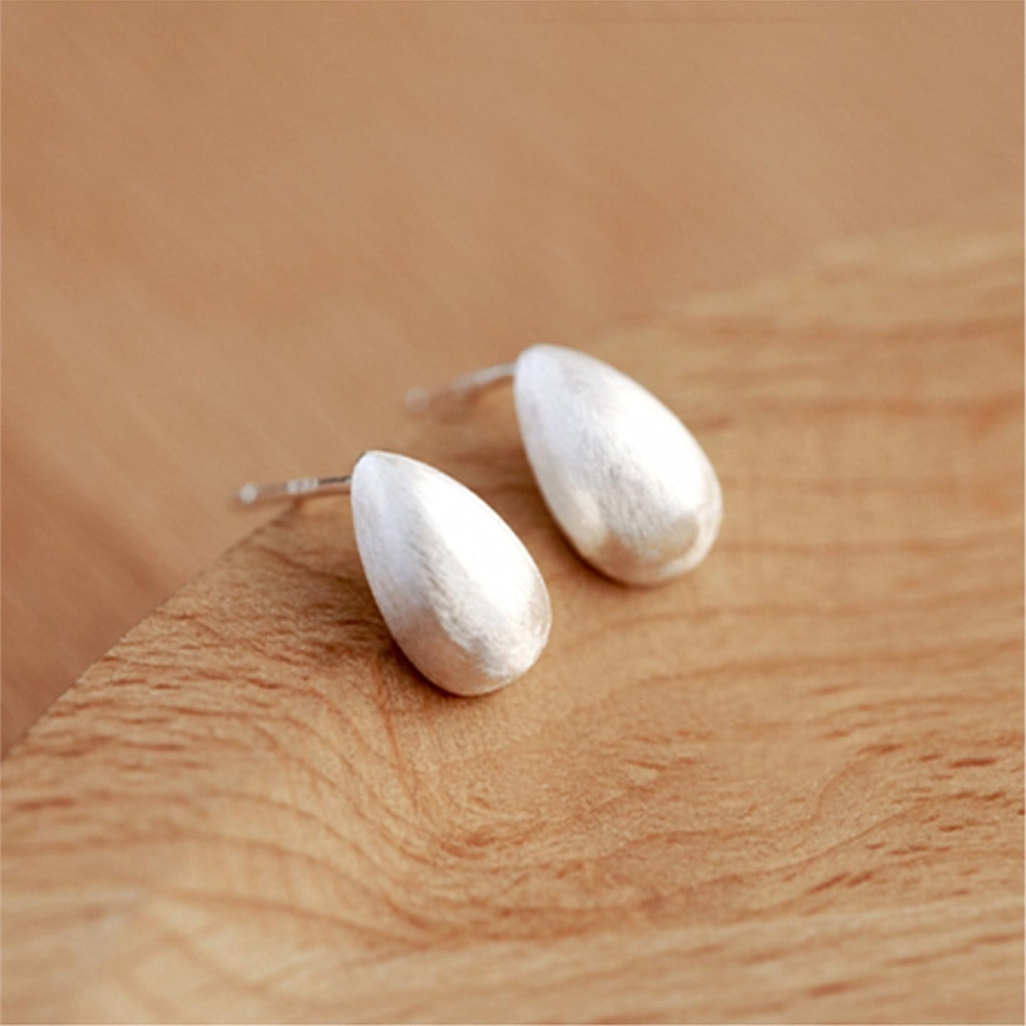 Brushed Teardrop Studs
