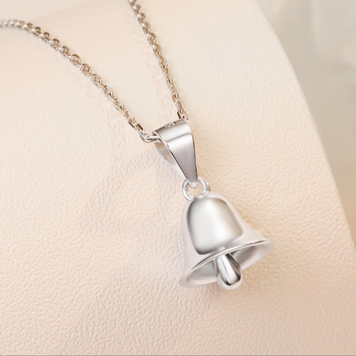 Sterling Silver Shiny 3D Jingle Bell Pendant Charm Belcher Chain Necklace