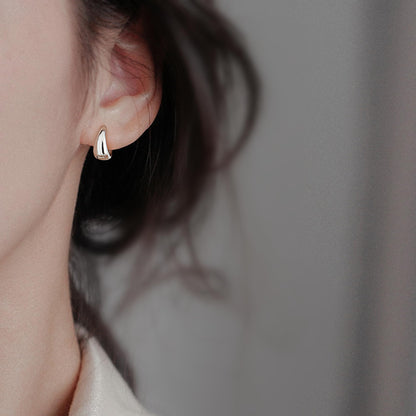 Sterling Silver Teardrop Waterdrop Huggie Hoop Earrings 8 - 9mm Inside