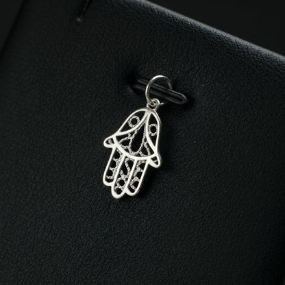 Sterling Silver Hamsa Hand of Fatima Necklace Bracelet Charm Pendant