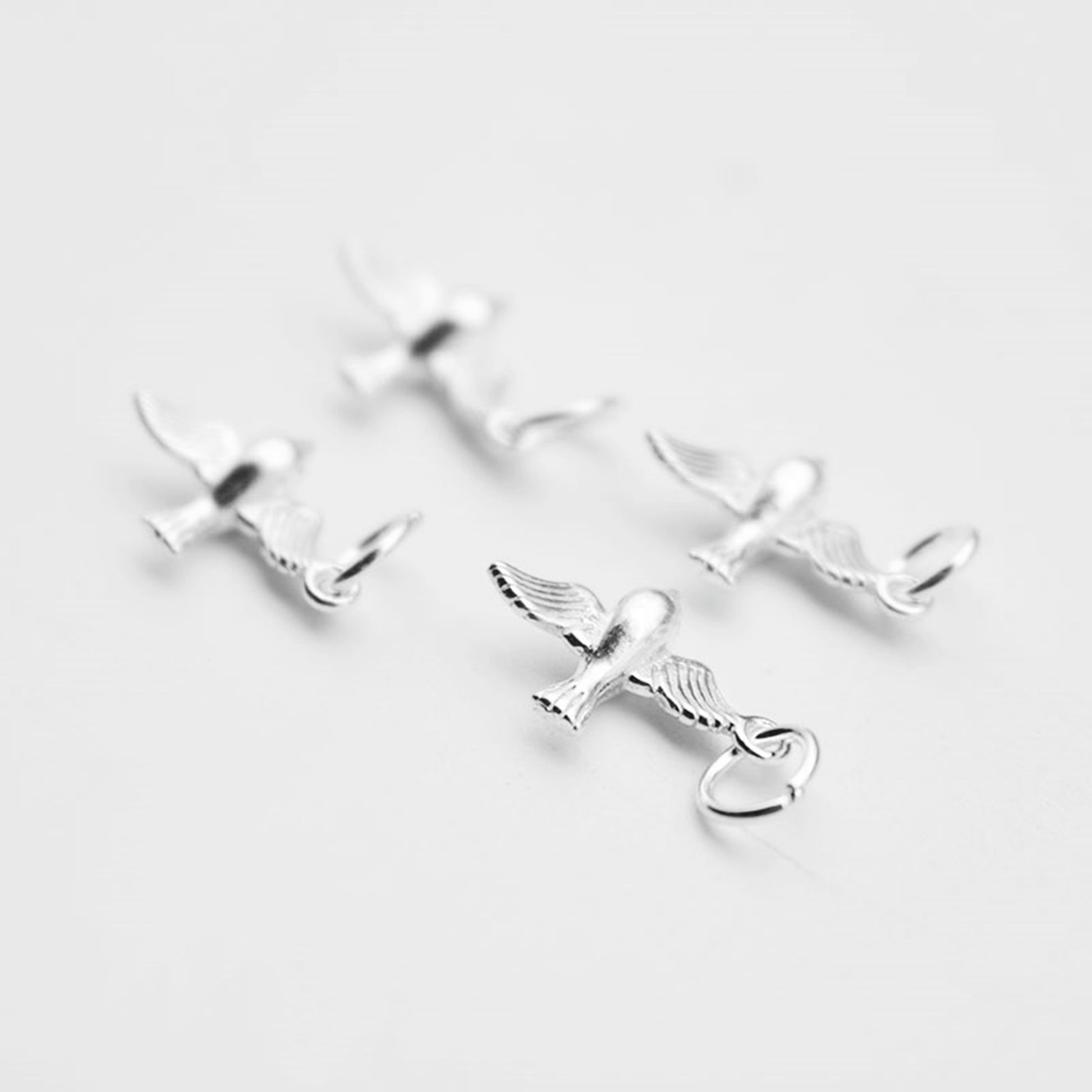 Sterling Silver 3D Flying Bird Pendant For Necklace Bracelet - sugarkittenlondon