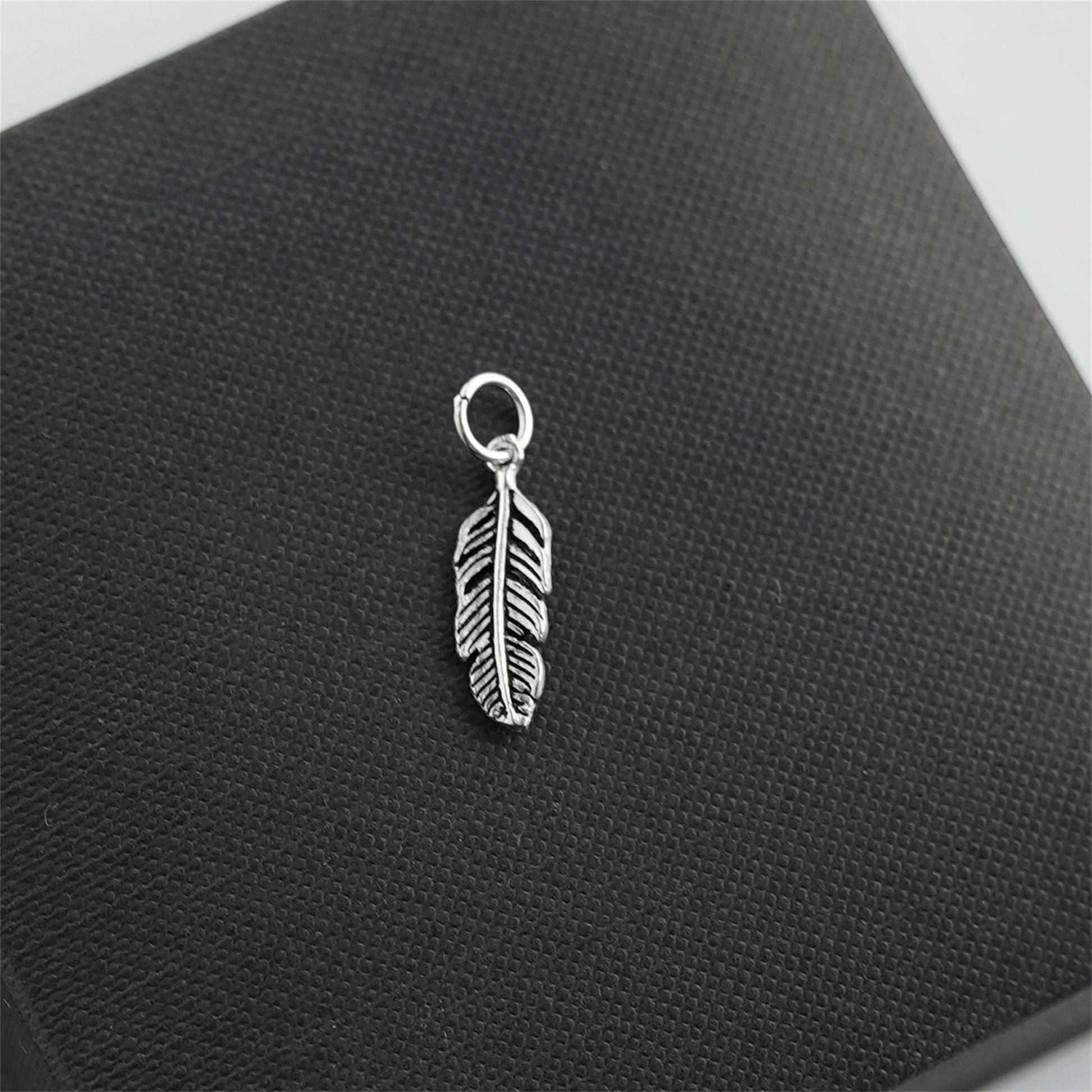 925 Sterling Silver Leaf Pendant with Feather and Angel Wing Charms - sugarkittenlondon