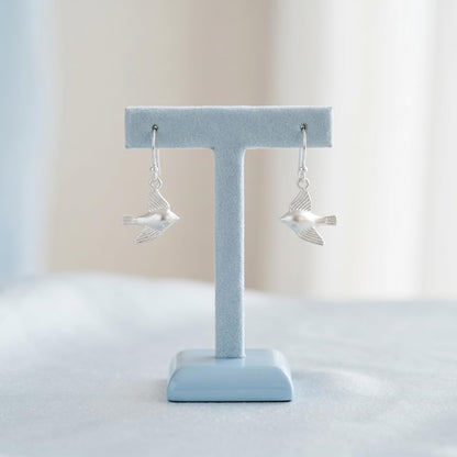 Sterling Silver Little 3d Shiny Flying Bird Pendant Charm For Earrings Necklace Bracelet