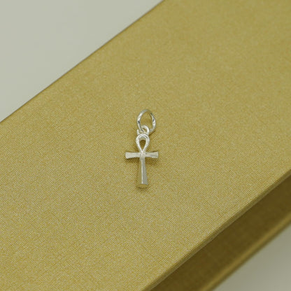 Sterling Silver Small Ankh Egyptian Cross Charm Pendant 19mm