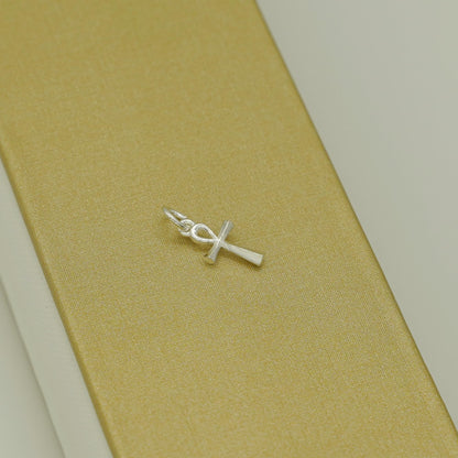 Sterling Silver Small Ankh Egyptian Cross Charm Pendant 19mm