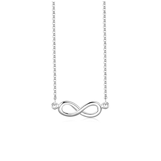 Silver infinity charm pendant necklace with double-loop design and two chains