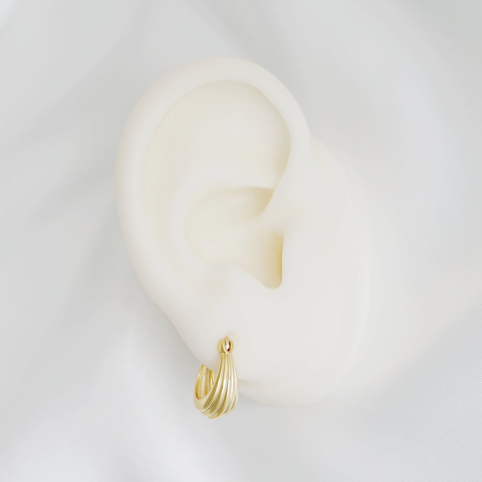 Sterling Silver Teardrop Hoop Earrings with Hinged French Lock Closure - 2 Tones - sugarkittenlondon