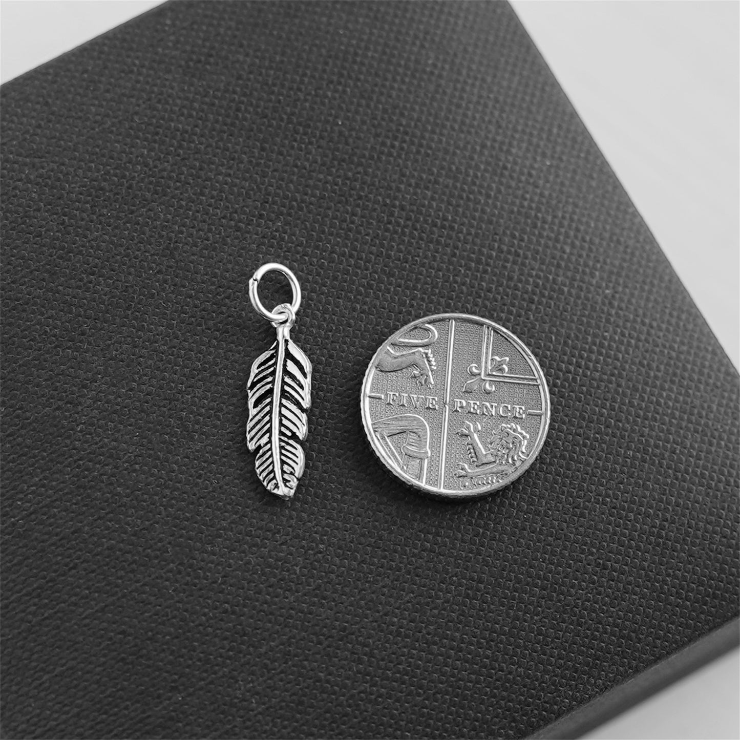 925 Sterling Silver Leaf Pendant with Feather and Angel Wing Charms - sugarkittenlondon