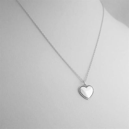 Sterling Silver 11mm Shiny Beaded Edge Charm Cross / Heart / Circle Pendant
