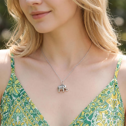 Sterling Silver Filigree 3D Elephant w Raised Trunk Pendant Charm