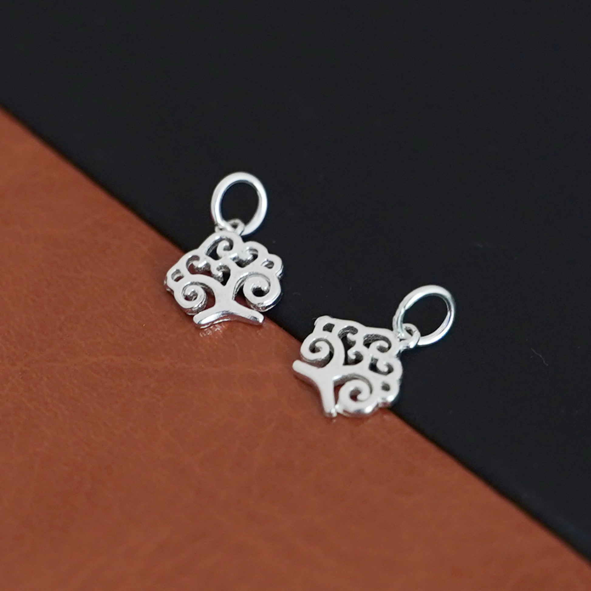 2pcs Sterling Silver Tree of Life Pendants with Charms - sugarkittenlondon