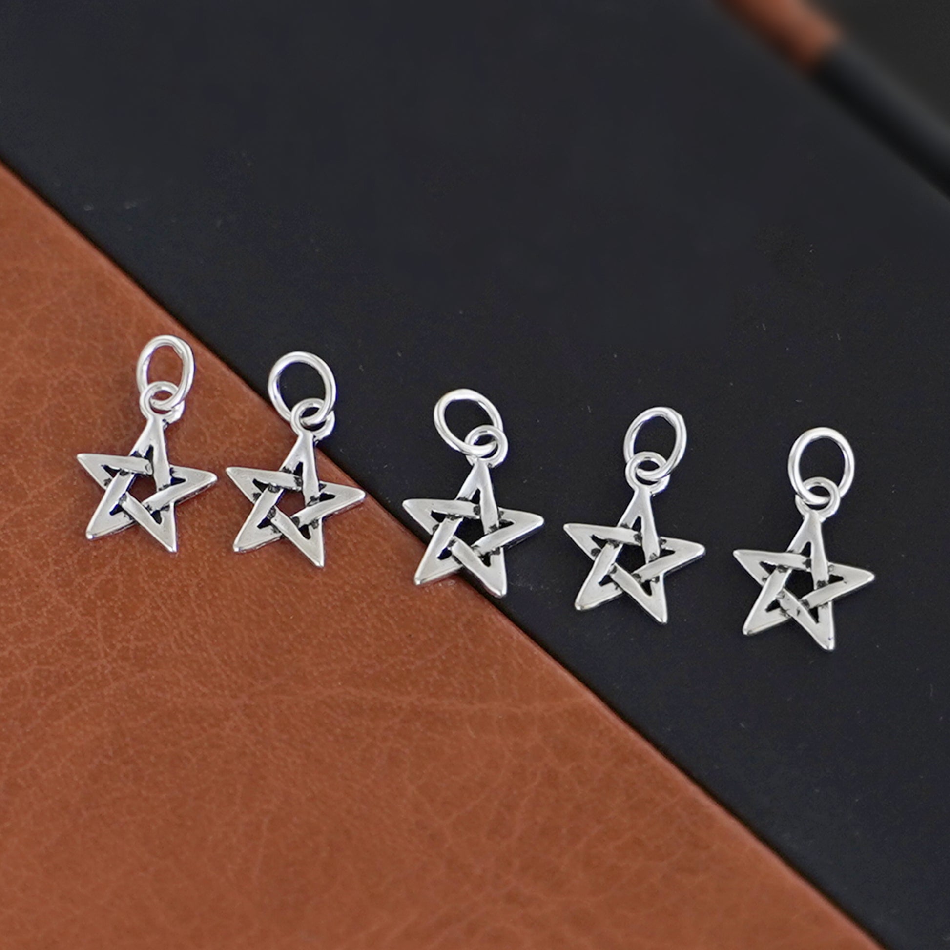 Sterling Silver Hollow Lucky Star Pendant for Necklace or Bracelet - sugarkittenlondon