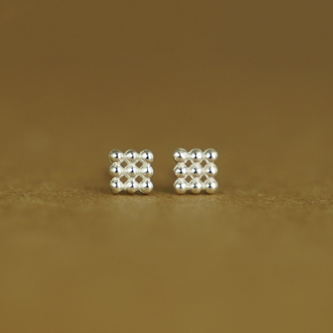 Sterling Silver Mini Square Triangle Cube Bubble Ball Bead Stud Earrings - sugarkittenlondon