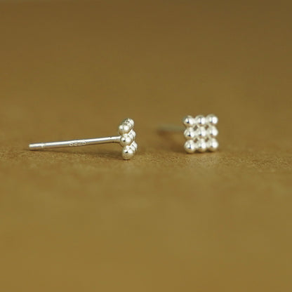 Sterling Silver Mini Square Triangle Cube Bubble Ball Bead Stud Earrings - sugarkittenlondon