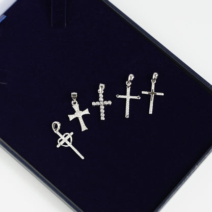 Sterling Silver Passion Cross Pointed Cross Paved CZ Pendant Necklace - sugarkittenlondon