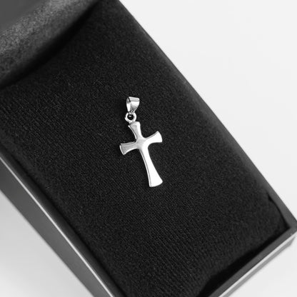 Sterling Silver Plain Shiny Polished Rounded Flared Cross Pendant - sugarkittenlondon