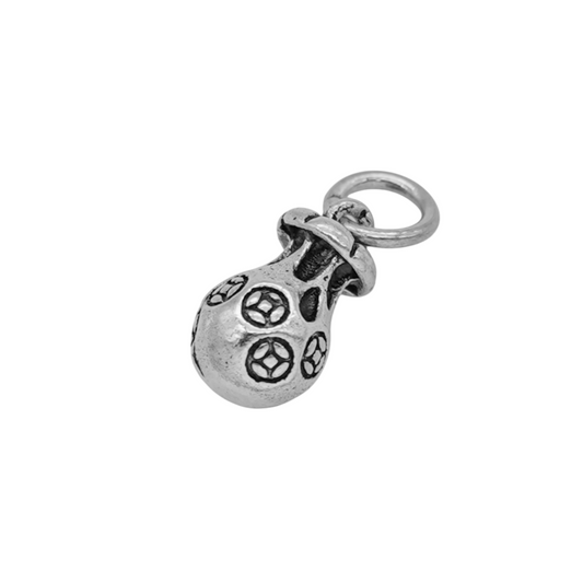 Sterling Silver Oxidized Solid Money Bag Pouch Charm Pendant – 17mm, 2.7g