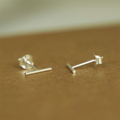 Sterling Silver Bar Line Linear Column Minimalist Simple Stud Earrings - sugarkittenlondon