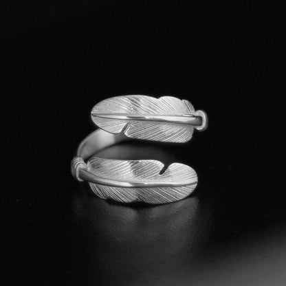 Adjustable Angel Feather Ring in 925 Sterling Silver in 2 Tones - sugarkittenlondon
