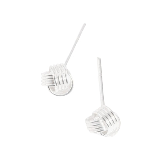 Sterling Silver 5mm Twisted Love Knot Wool Knot Stud Earrings