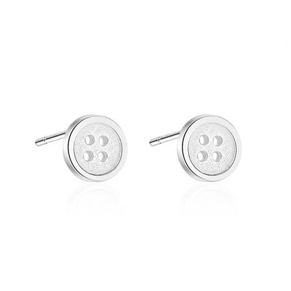 Sterling Silver Cute as a Button Sewing Button Round Stud Earrings 5.5-7.5mm - sugarkittenlondon