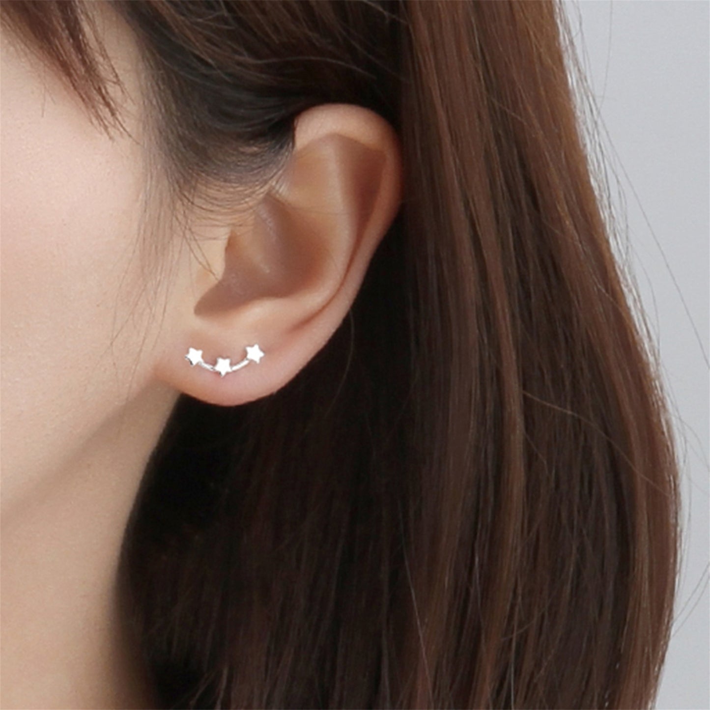 925 Sterling Silver Trinity Star Stud Earrings Tiny, Simple, and Elegant - sugarkittenlondon
