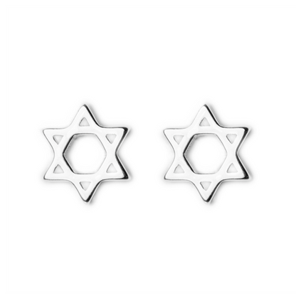 Sterling Silver 7.5mm Six Pointed Hex Star of David Stud Earrings - sugarkittenlondon