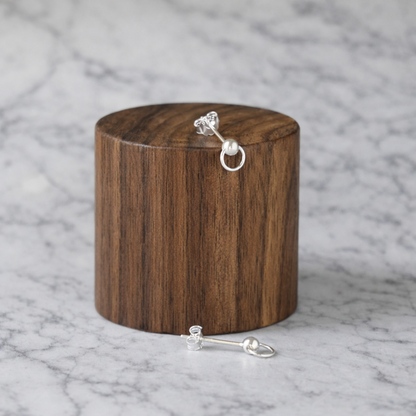 Sterling Silver Minimalist Stud Bead in a Circle Earrings