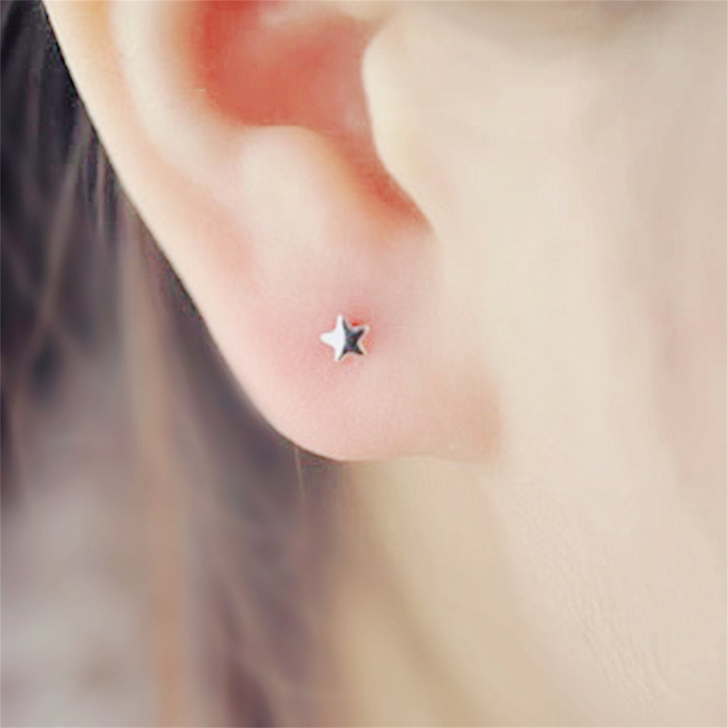 Sterling Silver Mini Shine Bright Puffy Star Piercing Stud Earrings - sugarkittenlondon