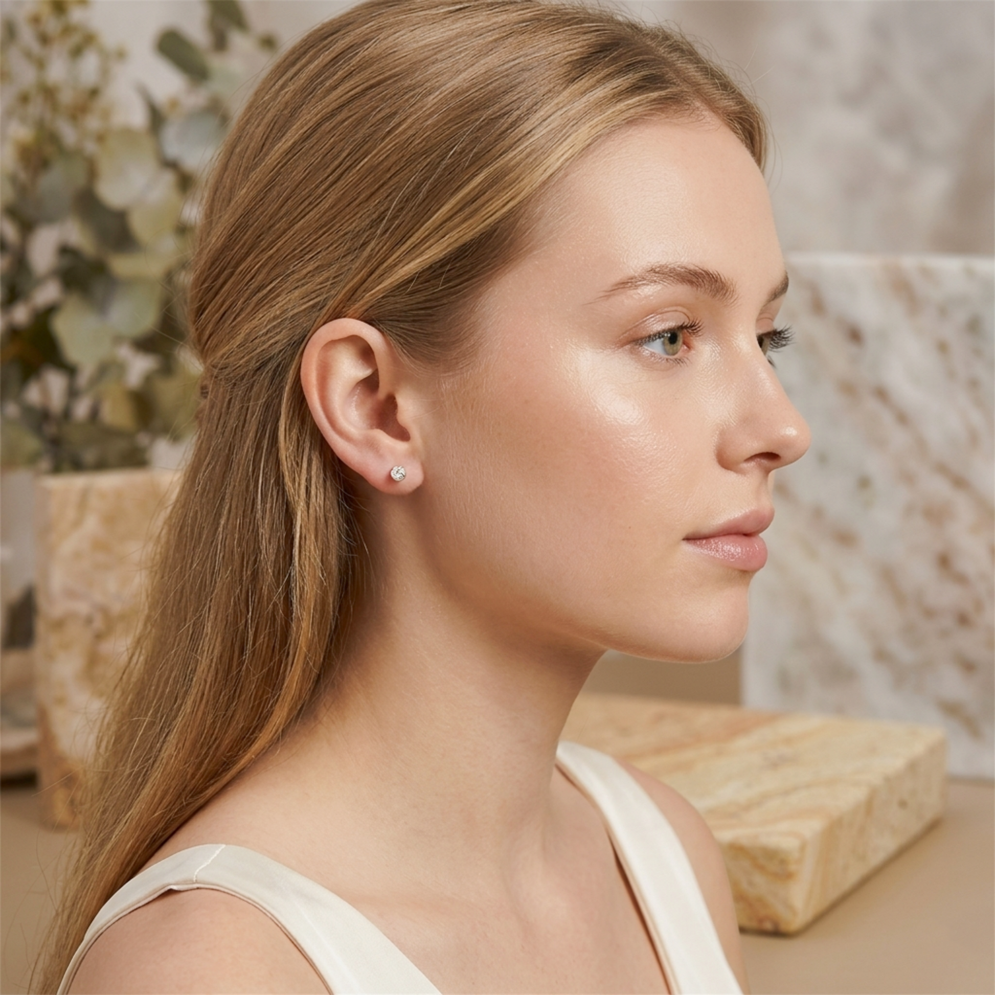 Mini Love Knot Studs am Ohr, silberfarbene Knoten-Ohrstecker
