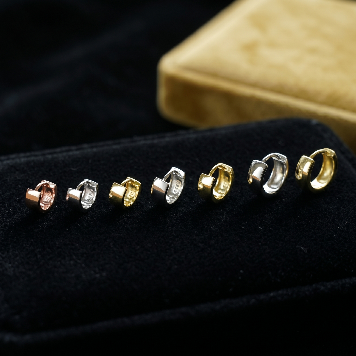 Stacking Eternity Band huggie hoops set in Rose Gold, Gold and Rhodium
