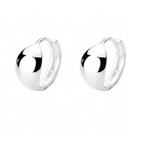 Sterling Silver 10mm  Hoop Teardrop Drop Earrings with Huggie Back