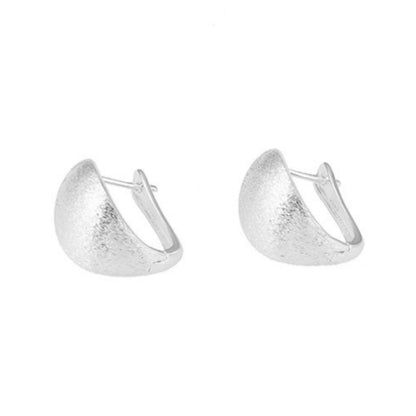 Sterling Silver Brushed Plain Oval Dome Petal Clip Drop Tulip Latchback Earrings