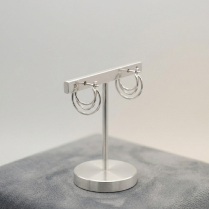 Silver Triple Rings Creole Hoop Earrings